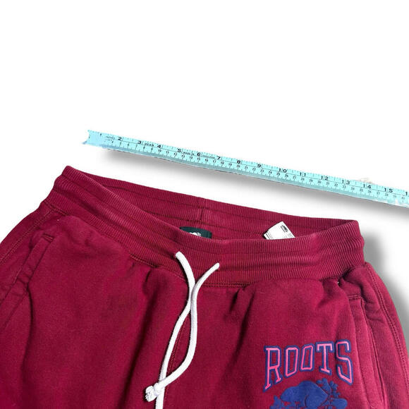 Roots Organic Cotton Sweatpants Sz Medium Fleece Lined Drawstring Logo Joggers - Picture 7 of 7